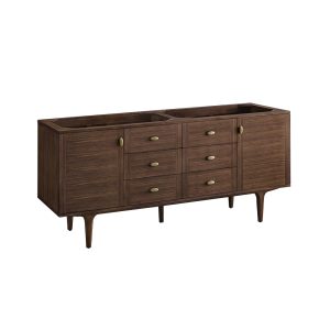 Amberly 72" Double Bathroom Vanity Cabinet In Mid-Century Walnut