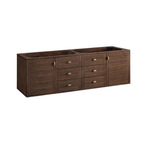 Amberly 72" Double Bathroom Vanity Cabinet In Mid-Century Walnut
