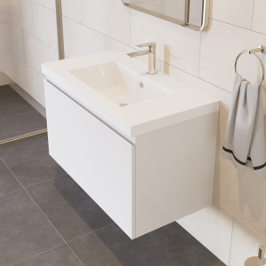 Prato 36" Wall Mount Bathroom Vanity In White