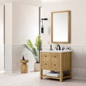 Breckenridge 30" Bathroom Vanity In Natural Light Oak With White Zeus Top