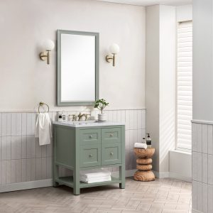 Breckenridge 30" Bathroom Vanity In Smokey Celadon With Arctic Fall Top