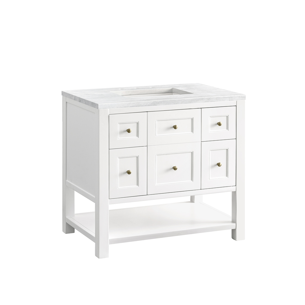 Breckenridge 36" Bathroom Vanity In Bright White With Arctic Fall Top