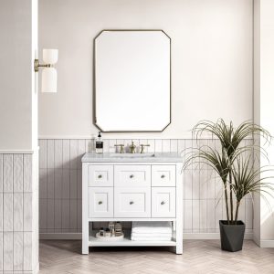 Breckenridge 36" Bathroom Vanity In Bright White With Arctic Fall Top