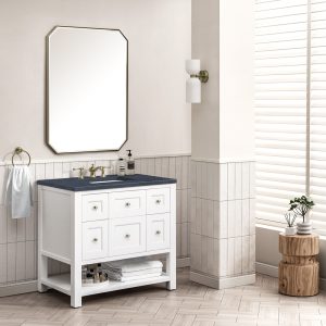 Breckenridge 36" Bathroom Vanity In Bright White With Charcoal Soapstone Top