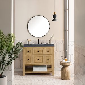 Breckenridge 36" Bathroom Vanity In Bright White With Charcoal Soapstone Top