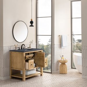 Breckenridge 36" Bathroom Vanity In Bright White With Charcoal Soapstone Top