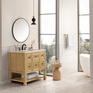 Breckenridge 36" Bathroom Vanity In Bright White With Eternal Marfil Top