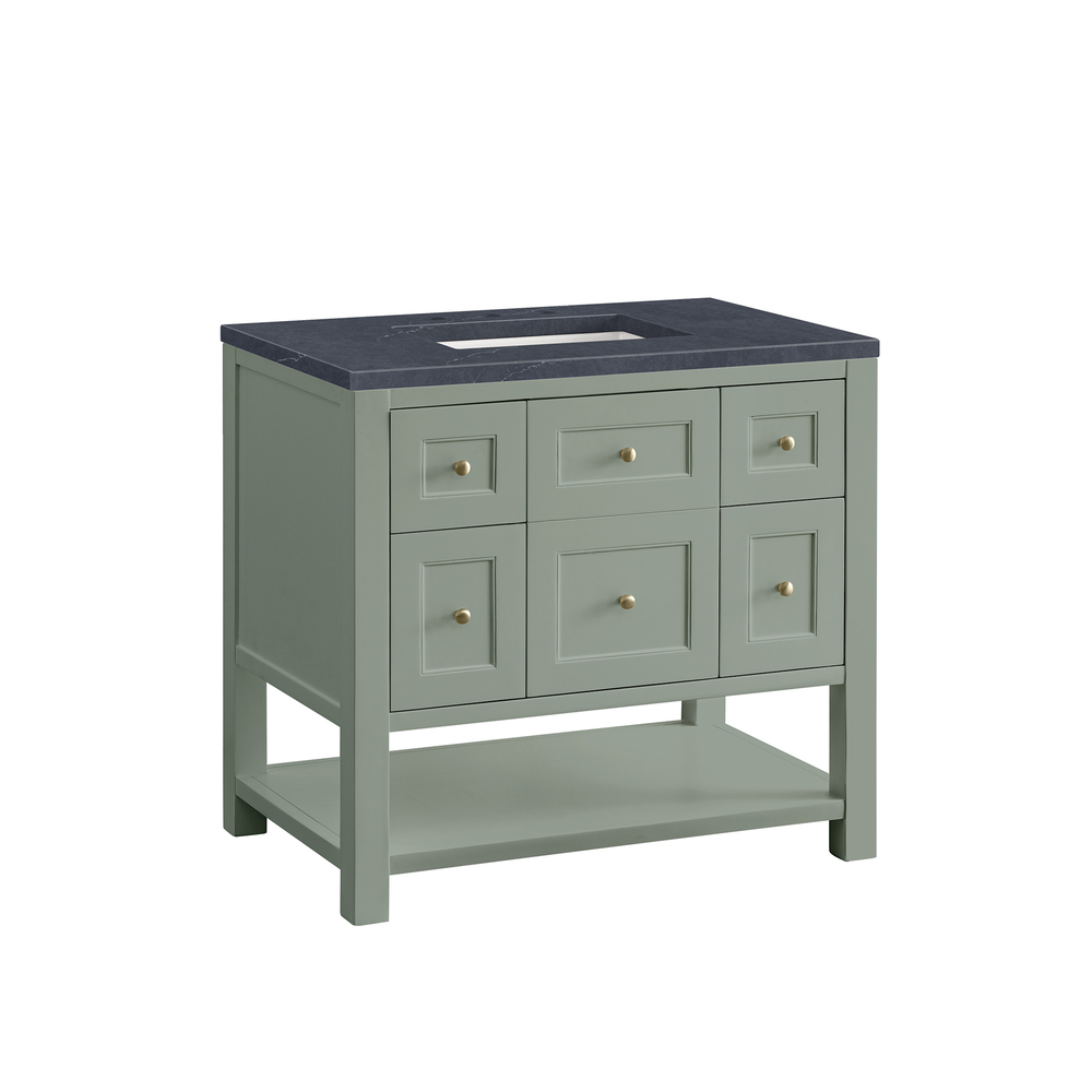Breckenridge 36" Bathroom Vanity In Smokey Celadon With Charcoal Soapstone Top
