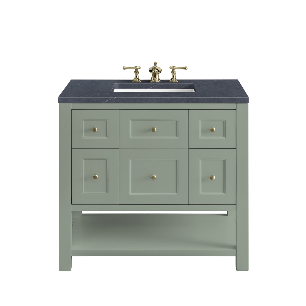Breckenridge 36" Bathroom Vanity In Smokey Celadon With Charcoal Soapstone Top