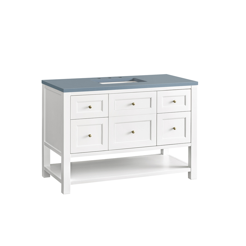 Breckenridge 48" Bathroom Vanity In Bright White With Cala Blue Top