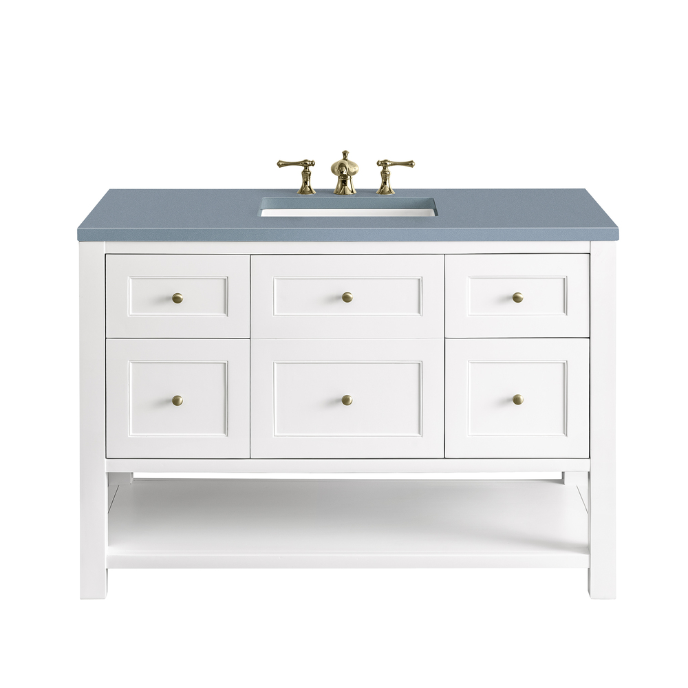 Breckenridge 48" Bathroom Vanity In Bright White With Cala Blue Top