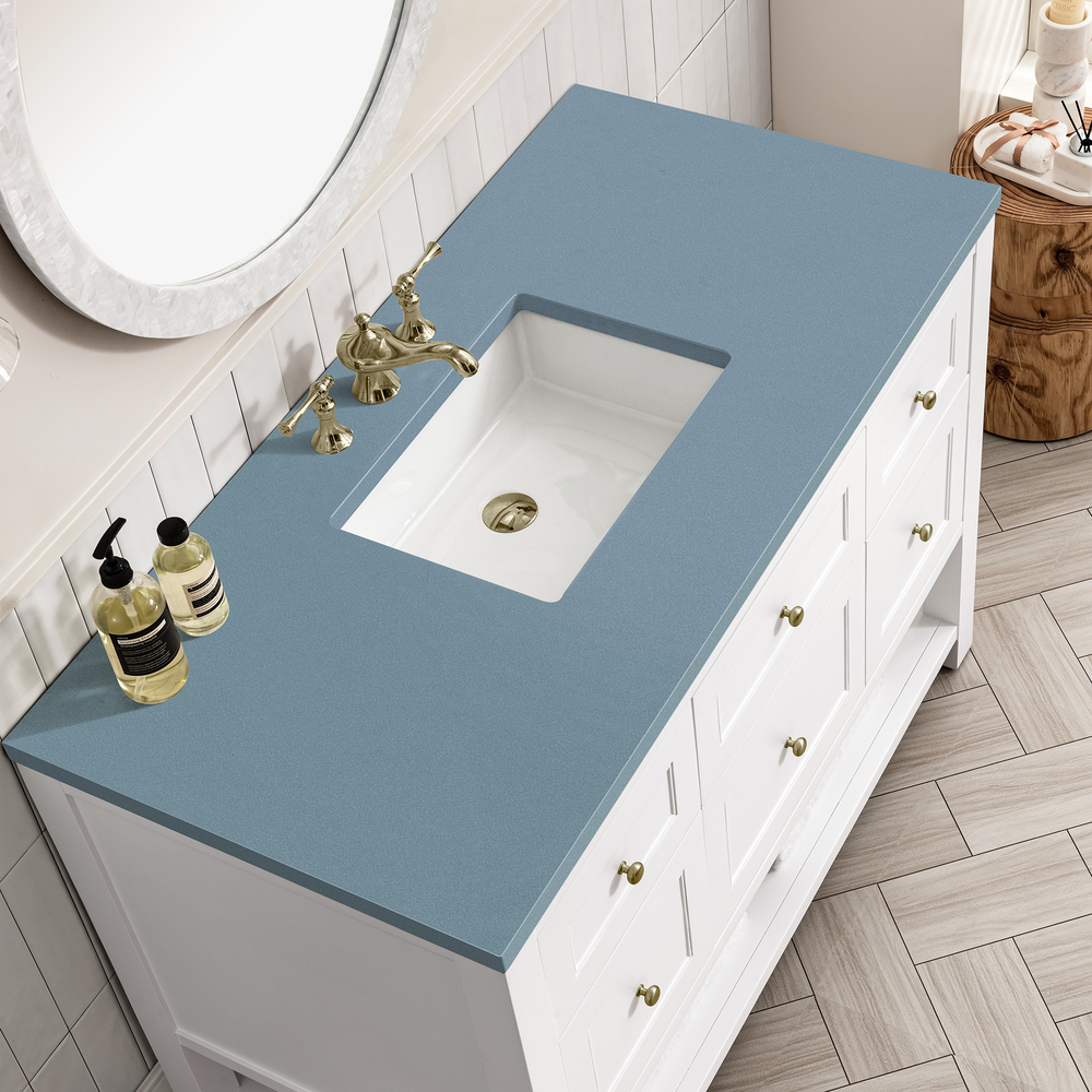 Breckenridge 48" Bathroom Vanity In Bright White With Cala Blue Top