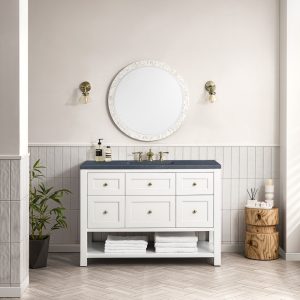 Breckenridge 48" Bathroom Vanity In Bright White With Charcoal Soapstone Top