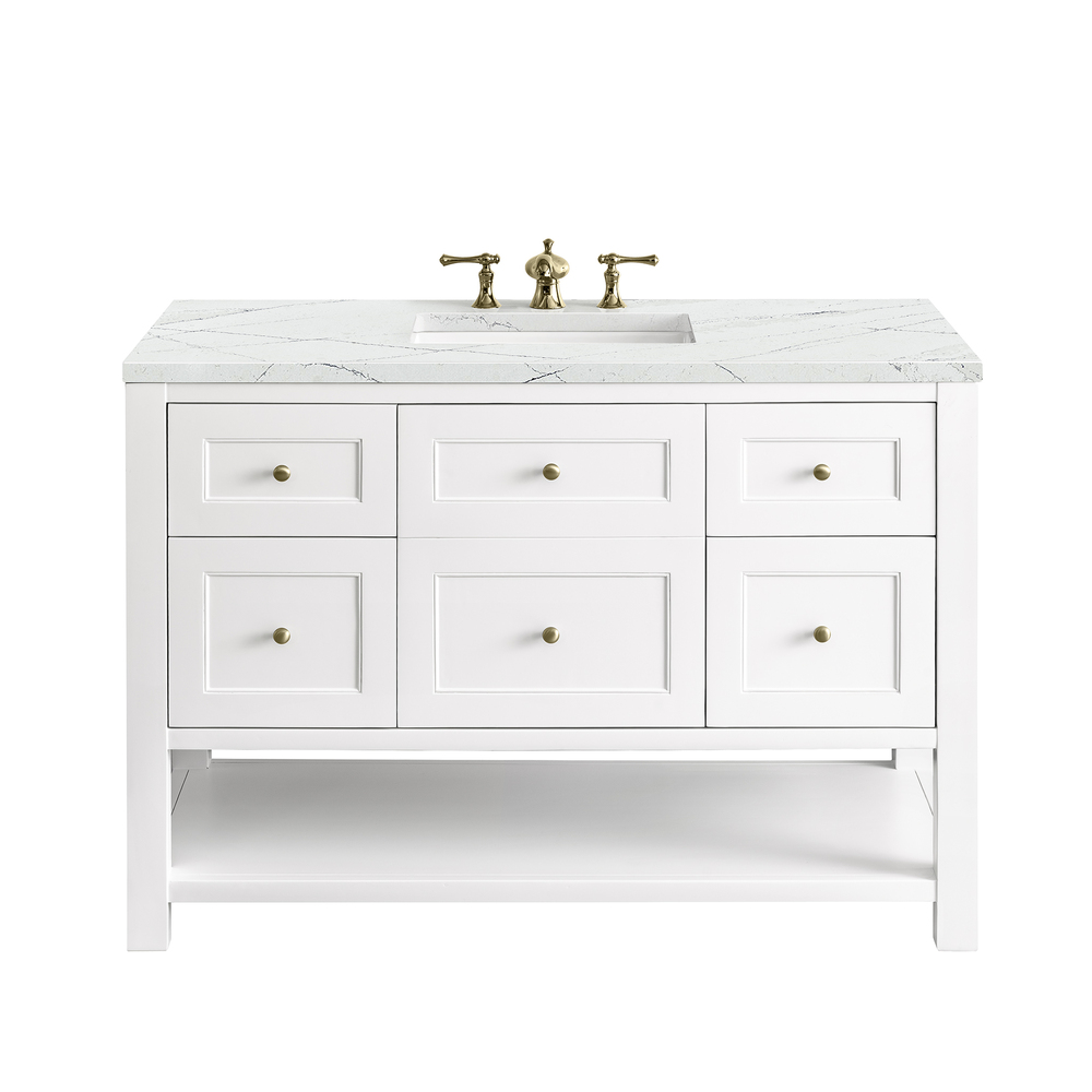 Breckenridge 48" Bathroom Vanity In Bright White With Ethereal Noctis Top