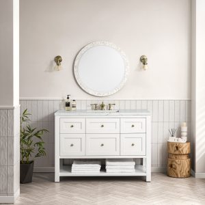 Breckenridge 48" Bathroom Vanity In Bright White With Ethereal Noctis Top