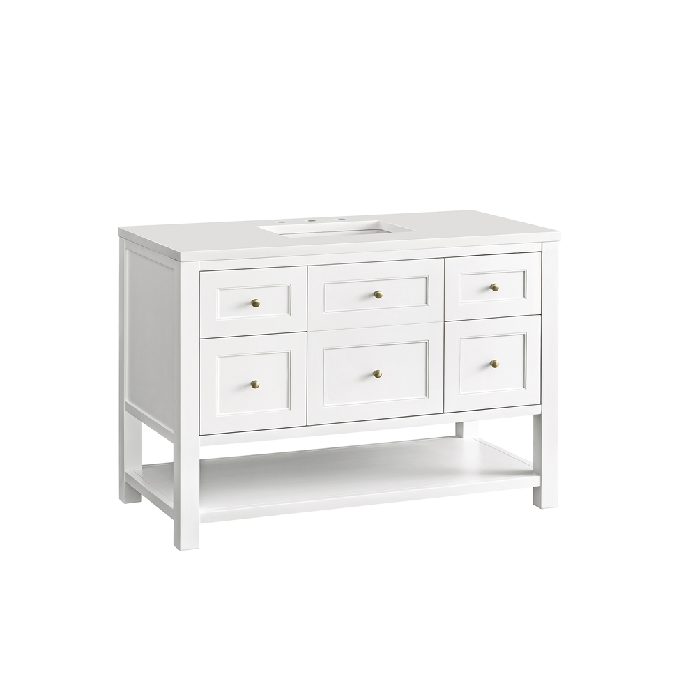 Breckenridge 48" Bathroom Vanity In Bright White With White Zeus Top