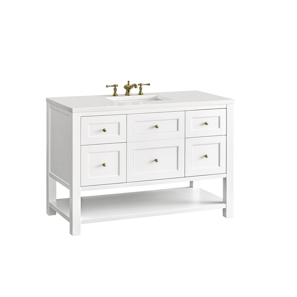 Breckenridge 48" Bathroom Vanity In Bright White With White Zeus Top