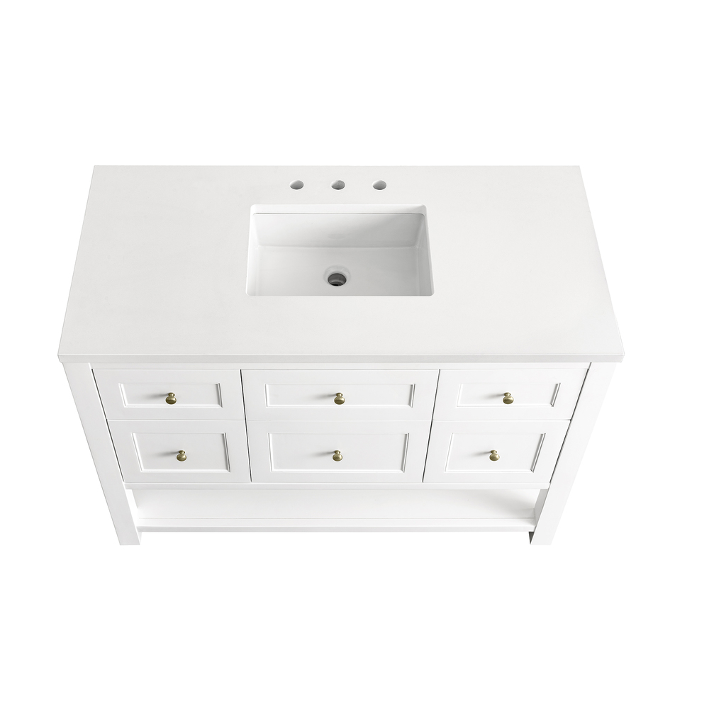 Breckenridge 48" Bathroom Vanity In Bright White With White Zeus Top