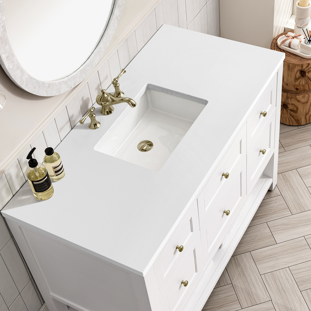 Breckenridge 48" Bathroom Vanity In Bright White With White Zeus Top
