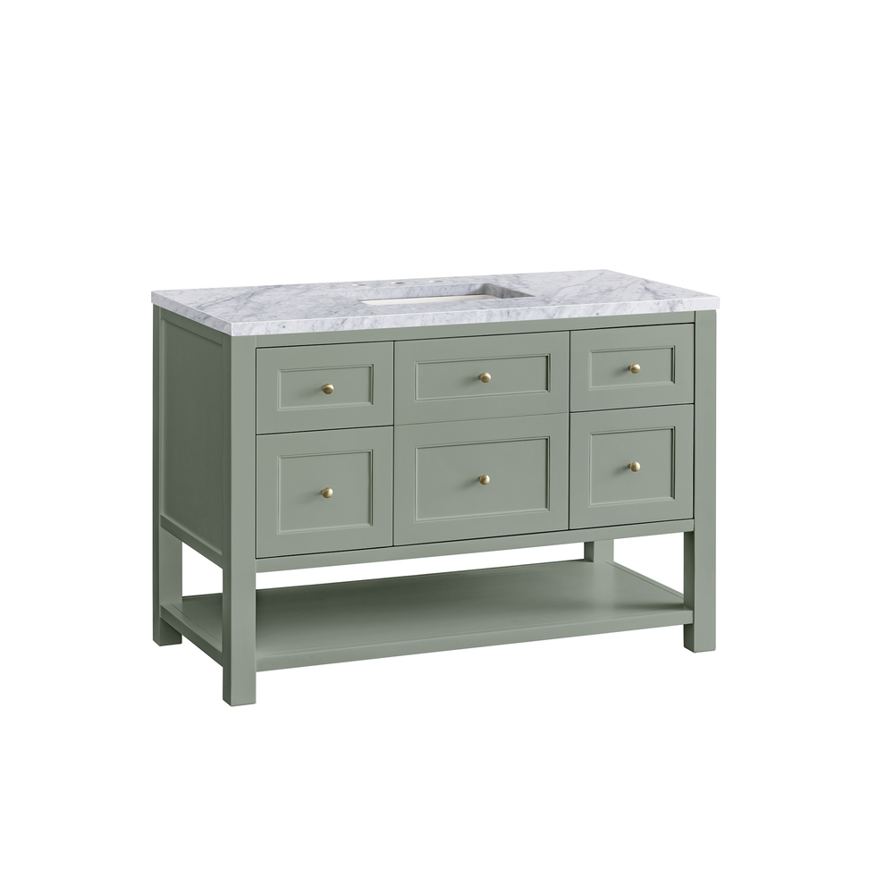 Breckenridge 48" Bathroom Vanity In Smokey Celadon With Carrara Marble Top