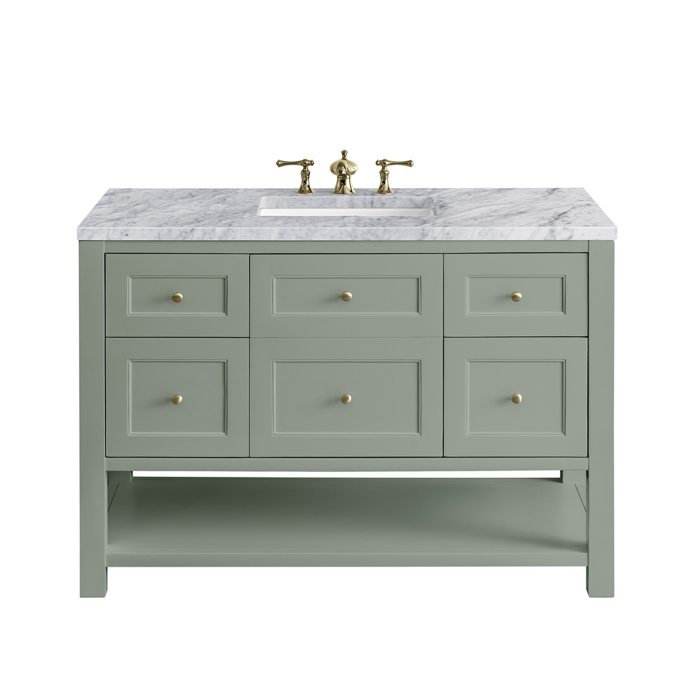 Breckenridge 48" Bathroom Vanity In Smokey Celadon With Carrara Marble Top