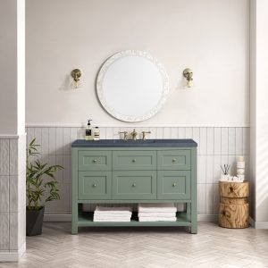 Breckenridge 48" Bathroom Vanity In Smokey Celadon With Charcoal Soapstone Top