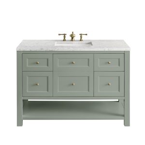 Breckenridge 48" Bathroom Vanity In Smokey Celadon With Eternal Jasmine Pearl Top