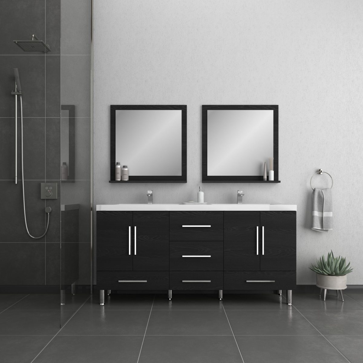Ripley 72" Double Bathroom Vanity In Black