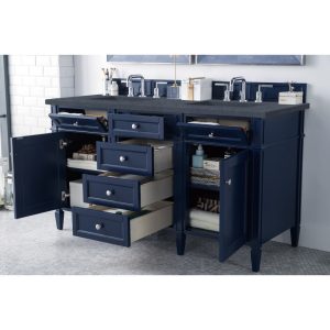 Brittany 60" Double Vanity in Victory Blue with Charcoal Soapstone Quartz Top