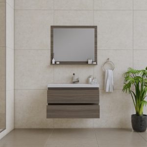 Paterno 42" Modern Bathroom Vanity with Right Side Drawers in Gray