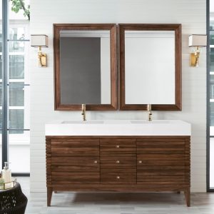 Linear 59" Double Vanity, Mid-Century Walnut