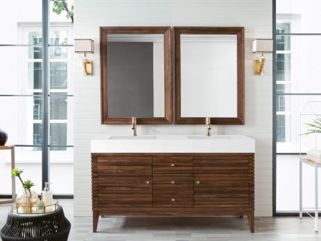 Linear 59" Double Vanity, Mid-Century Walnut