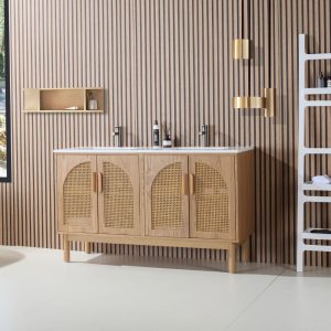 Nara 60" Pecan Oak Freestanding Bathroom Vanity