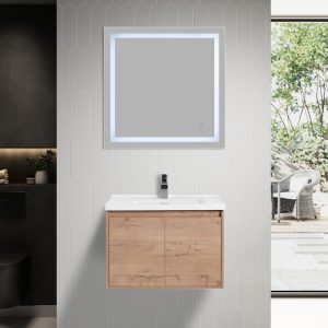 Bern 28" wall mount bathroom vanity in classic oak