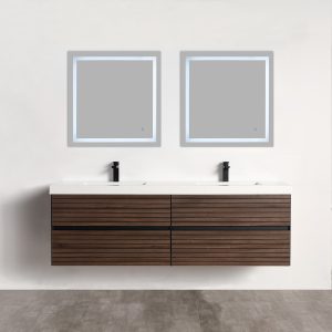 Annecy 72 inch Wall Mount Bathroom Vanity in Maple Strip With Double Sink