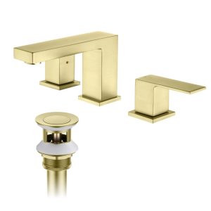 Quadra 8" Widespread Bathroom Sink Faucet with Drain Assembly - CBF-1024 Brush Gold
