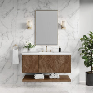Marcello 48 inch wall mounted bathroom vanity Chestnut